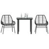 vidaXL Set comedor jardín 3 pzas cojines ratán sintético vidrio negro