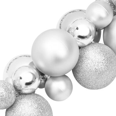 vidaXL Corona de bolas de Navidad poliestireno plateado 175 cm