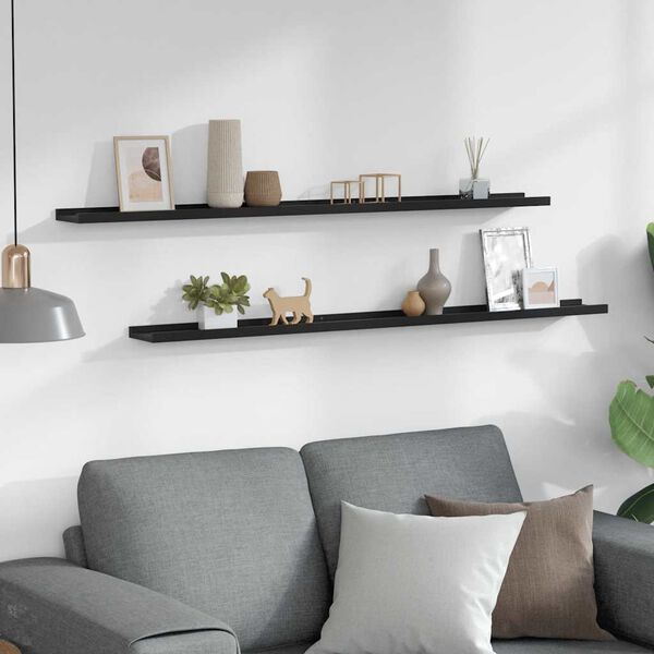 vidaXL Estantes de pared 2 unidades negro 115x9x3 cm