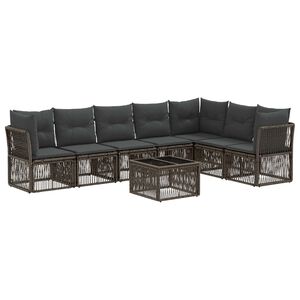 vidaXL Conjunto de sof&aacute;s de jard&iacute;n 8 uds. Gris rat&aacute;n sint&eacute;tico
