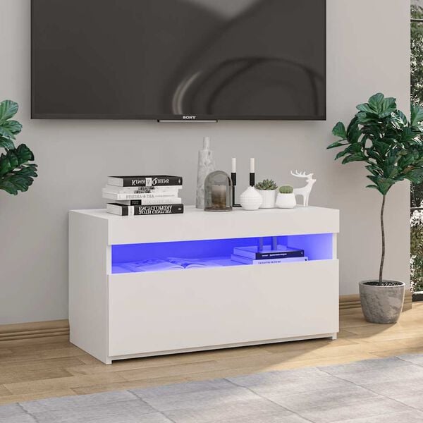 vidaXL Mueble de TV con luces LED blanco 75x35x40 cm