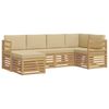 vidaXL Conjunto de sof&aacute;s de exterior 6 pcs y Beige Poli&eacute;ster