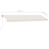 vidaXL Toldo autom&aacute;tico con LED sensor de viento crema 600x300 cm