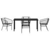 vidaXL Conjunto de Comedor de Jard&iacute;n 5 pcs Negro rat&aacute;n sint&eacute;tico