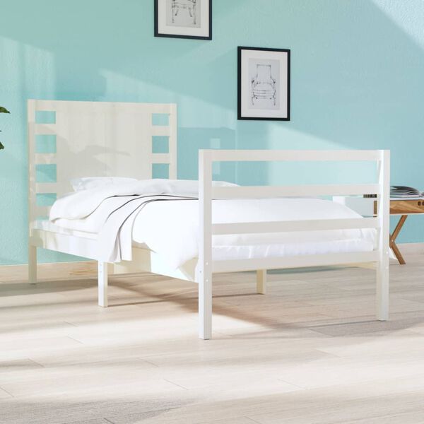 vidaXL Estructura de cama sin colchón madera maciza blanca 75x190 cm