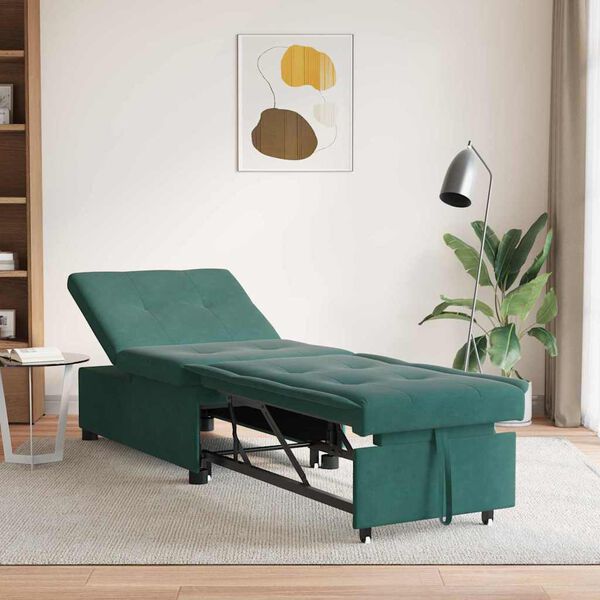 vidaXL Sof&aacute; cama Verde oscuro 194 x 67 x 82 cm Terciopelo