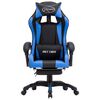 vidaXL Silla gaming con reposapiés cuero sintético azul y negro