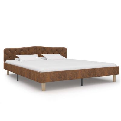 vidaXL Estructura de cama de piel de ante artificial marrón 180x200 cm