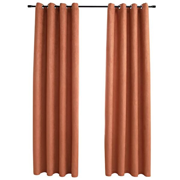 vidaXL Cortinas opacas anillas de metal 2 pzas color óxido 140x175 cm