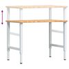 vidaXL Banco de trabajo rectangular madera maciza 100x60x(71,5-98) cm