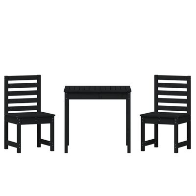 vidaXL Mesa y sillas de jardín 3 piezas madera maciza de pino negro