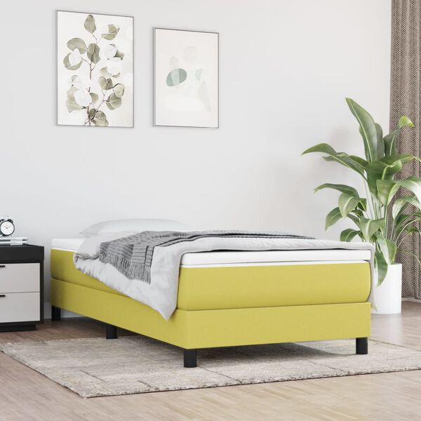 vidaXL Estructura de cama con somier tela verde 90x200 cm