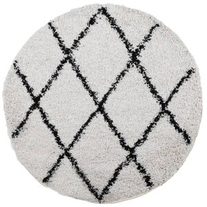 vidaXL Alfombra de pelo largo moderna PAMPLONA crema y negro &Oslash; 280 cm