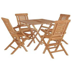 vidaXL Juego de comedor para jard&iacute;n 5 piezas madera maciza de teca