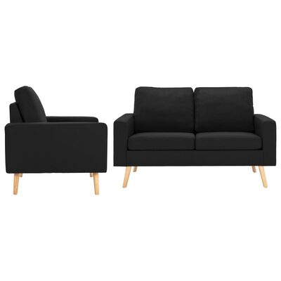 vidaXL Juego de sofás de 2 piezas de tela negro