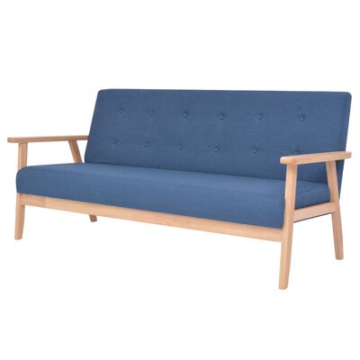 vidaXL Juego de sofás de tela de 3 piezas color azul