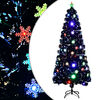 vidaXL &Aacute;rbol de Navidad copos de nieve LED fibra &oacute;ptica negro 210 cm