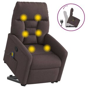 vidaXL Silla de masaje reclinable de pie de tela marr&oacute;n oscuro