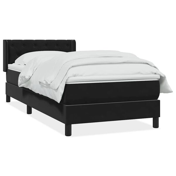 vidaXL Cama box spring con colch&oacute;n cuero sint&eacute;tico negro 80x220 cm
