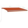 vidaXL Toldo retr&aacute;ctil manual con LED naranja y marr&oacute;n 400x300 cm