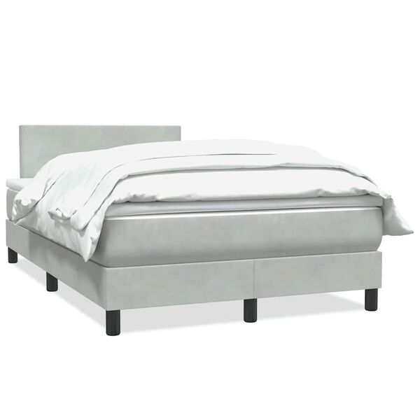 vidaXL Cama box spring con colch&oacute;n terciopelo gris claro 120x210 cm