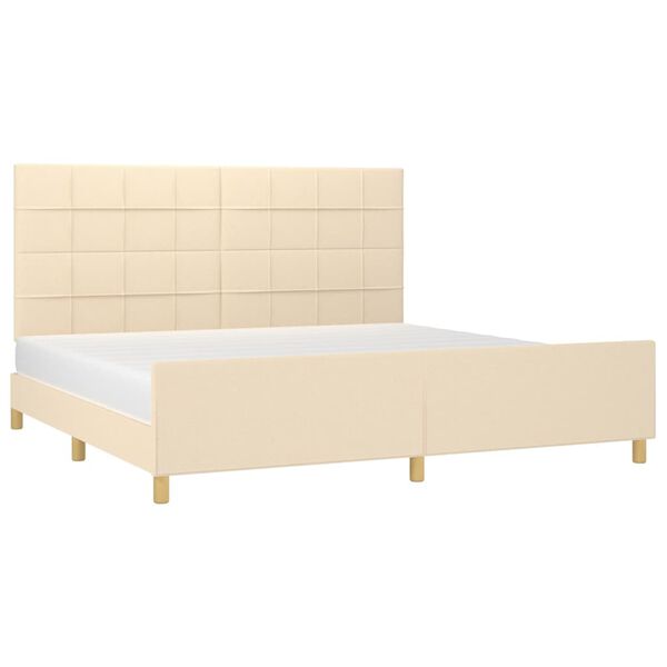 vidaXL Cama sin colch&oacute;n tela color crema 200x200 cm