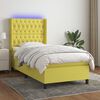 vidaXL Cama box spring colch&oacute;n y luces LED tela verde 90x200 cm