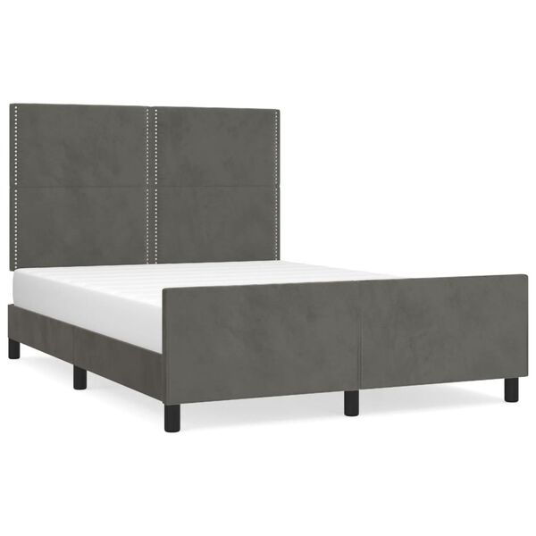 vidaXL Estructura de cama sin colch&oacute;n terciopelo gris oscuro 140x190cm