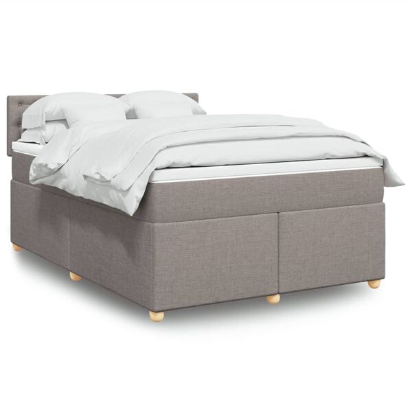 vidaXL Cama box spring con colch&oacute;n tela gris taupe 160x200 cm