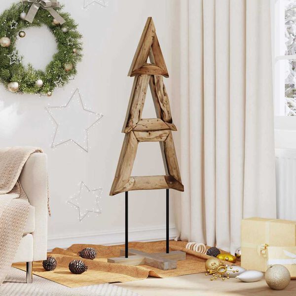 vidaXL &Aacute;rbol de Navidad Marr&oacute;n 120 cm Madera de teca maciza