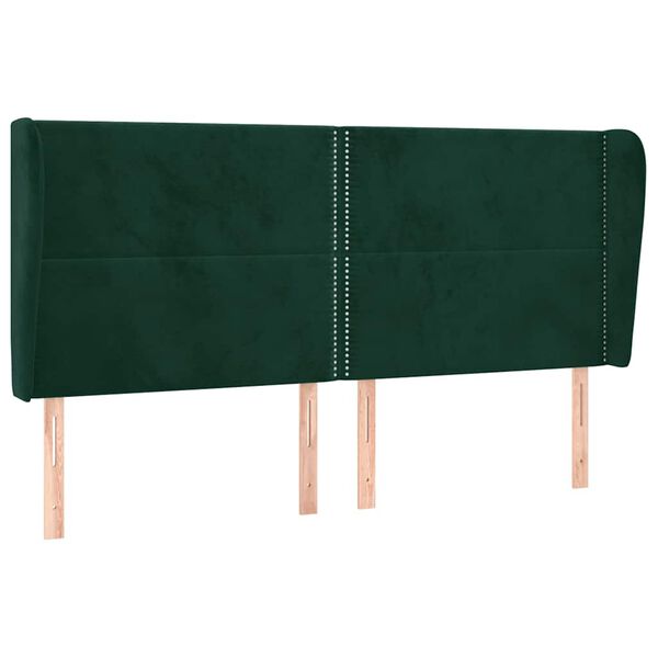 vidaXL Cabecero con orejas de terciopelo verde oscuro 203x23x118/128cm