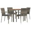 vidaXL Set comedor de jard&iacute;n 5 piezas con cojines rat&aacute;n sint&eacute;tico gris