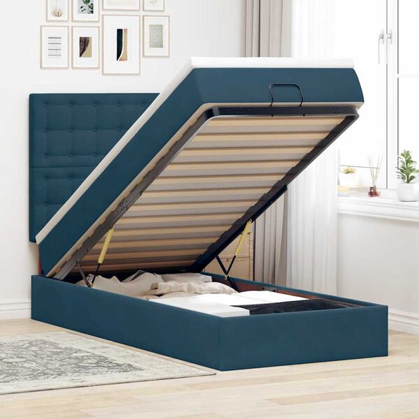 vidaXL Estructura cama otomana colchones terciopelo azul oscuro