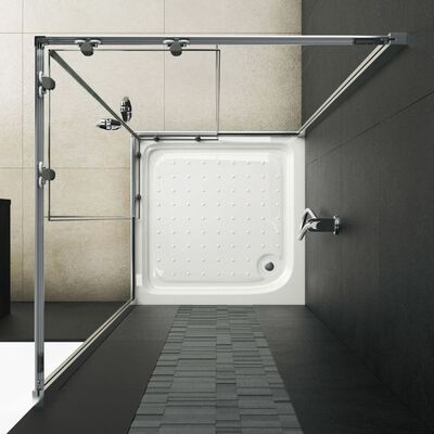 vidaXL Mampara con plato de ducha y vidrio de seguridad 80x80x185 cm