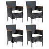 vidaXL Sillas de comedor de jard&iacute;n 4 unidades rat&aacute;n sint&eacute;tico negro