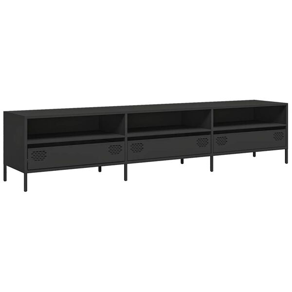 vidaXL Mueble para TV acero laminado en frío negro 202x39x43,5 cm