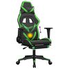 vidaXL Silla gaming de masaje y reposapi&eacute;s cuero sint&eacute;tico negro verde