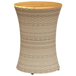 vidaXL Mesa de jard&iacute;n forma de tambor rat&aacute;n sint&eacute;tico y madera beige