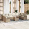 vidaXL Conjunto de sof&aacute;s de jard&iacute;n 11 pcs Beige rat&aacute;n sint&eacute;tico