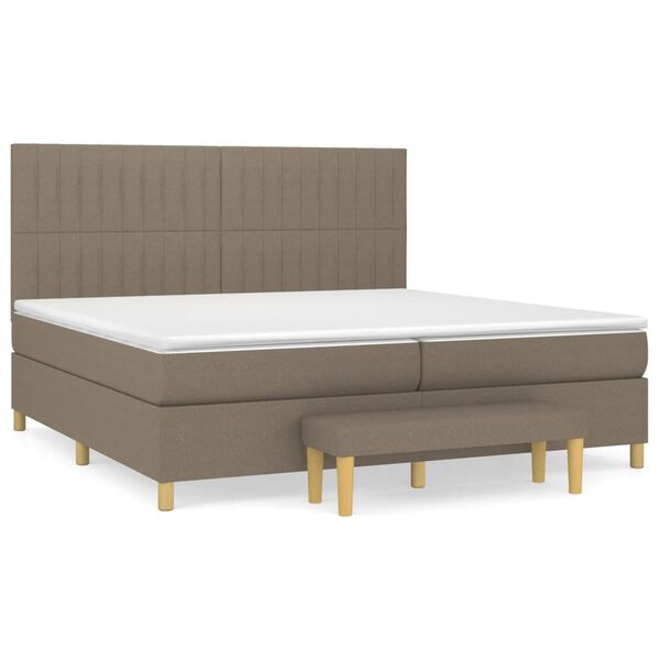 vidaXL Cama box spring con colch&oacute;n tela gris taupe 200x200 cm