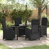 vidaXL Conjunto de Comedor de Jard&iacute;n 5 pcs Negro rat&aacute;n sint&eacute;tico