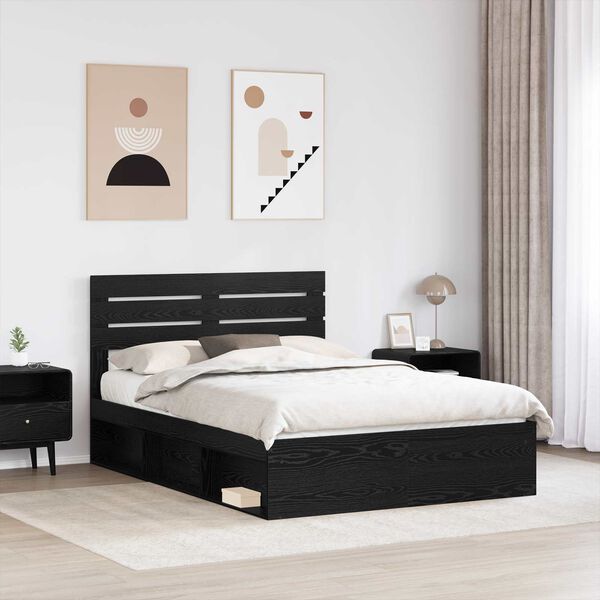 vidaXL Estructura de cama Negro 160 x 200 cm Madera de pino macizo