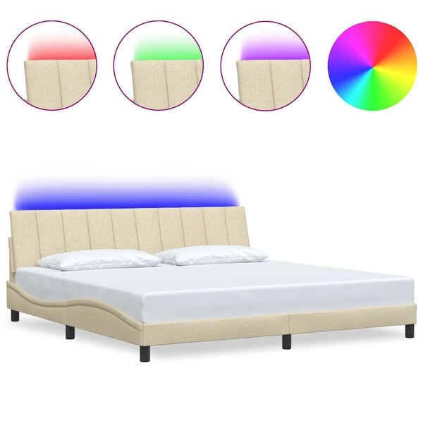 vidaXL Estructura de cama sin colch&oacute;n Hanko tela color crema 200x200 cm