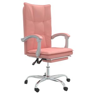 vidaXL Silla de oficina reclinable cuero sint&eacute;tico rosa