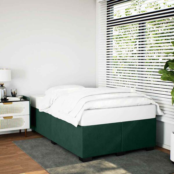 vidaXL Estructura cama sin colch&oacute;n terciopelo verde oscuro 120x190cm