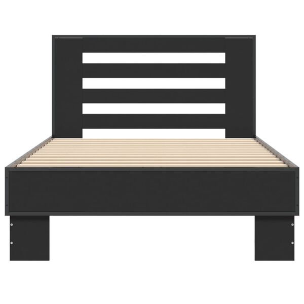 vidaXL Estructura de cama madera ingenier&iacute;a y metal negro 100x200 cm
