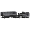 vidaXL Juego de muebles de jard&iacute;n 7 pzas y cojines madera maciza negro