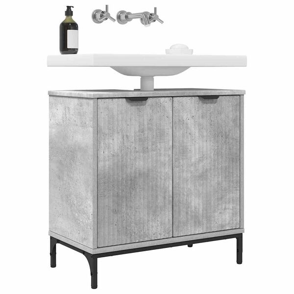 vidaXL Gabinete de Lavabo para Ba&ntilde;o Gris Concreto 60,5 x 33,5 x 61 cm