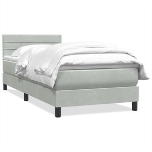 vidaXL Cama box spring con colch&oacute;n terciopelo gris claro 90x210 cm