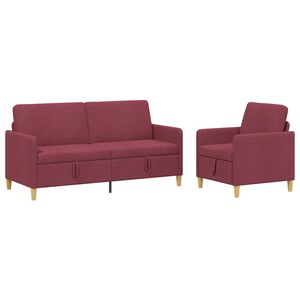vidaXL Juego de Sof&aacute;s con Almacenamiento 2 uds. Rojo vino Poli&eacute;ster